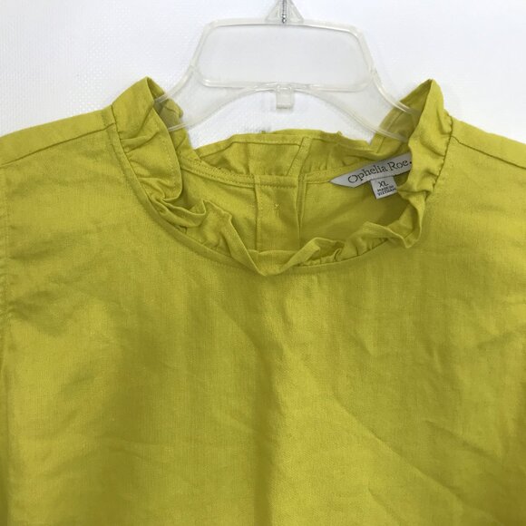 Ophelia Roe Linen Ruffle Neck Sleeveless Blouse with Button Back Women XL - Picture 3 of 8